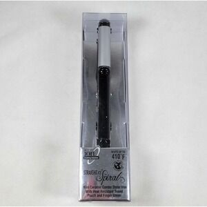 Ion Straight N Spiral Mini Ceramic 2-in-1 Travel Iron 3/8 Inch Black Silver